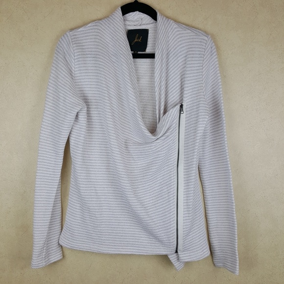 Jack Grey & White Asymmetrical Zip Sweater - Picture 1 of 7